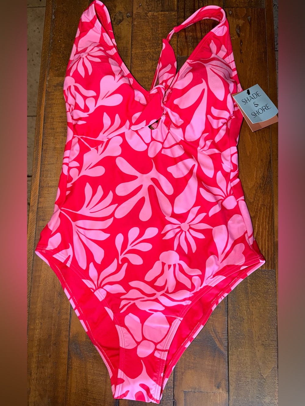 Shade & Shore Women Hot Pink & Light Pink Floral One-Piece Swimsuit